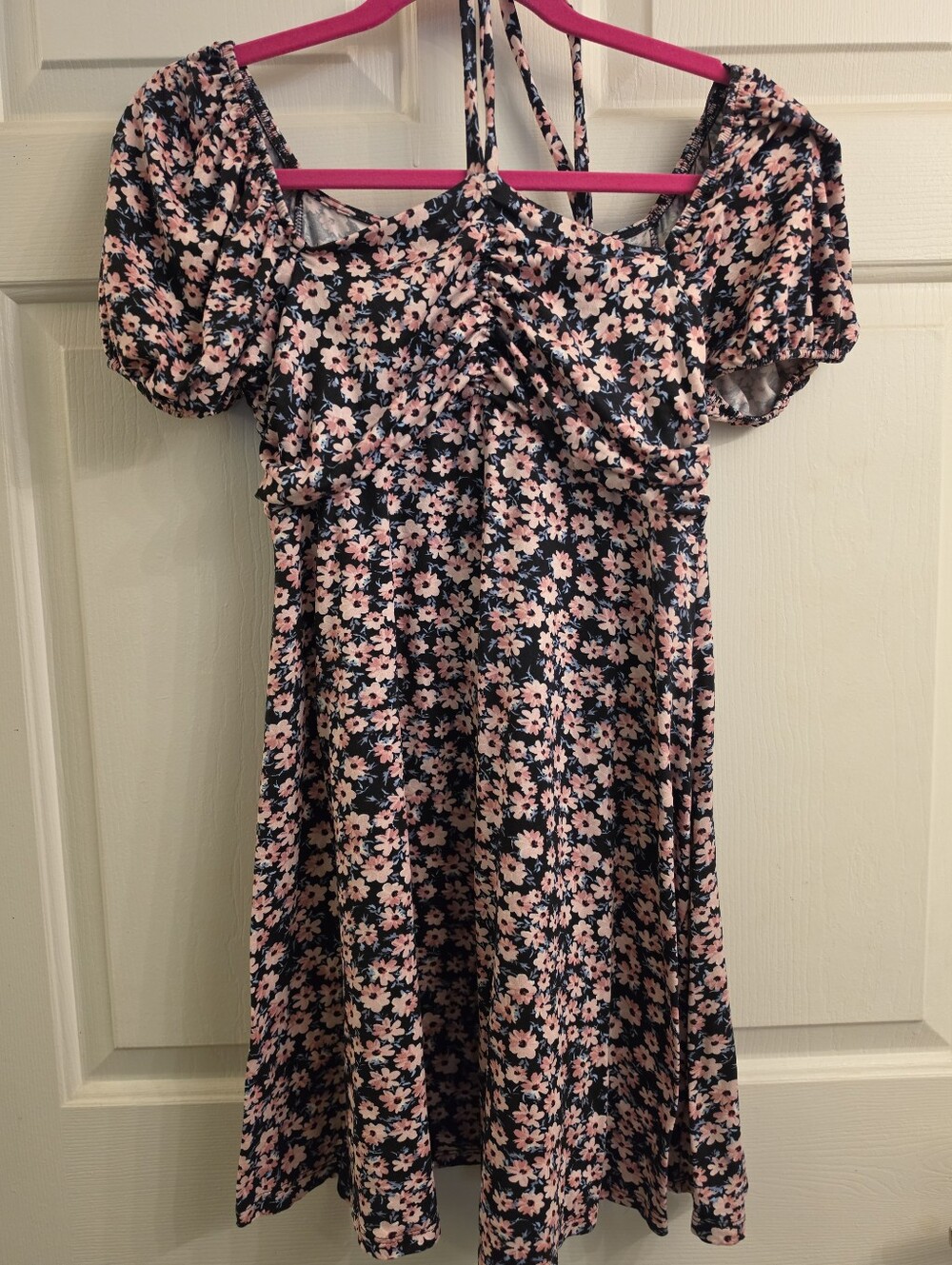 Good Luck Gem Whimsigoth Floral Dress Small Ruched Milkmaid Off Shoulder Halter